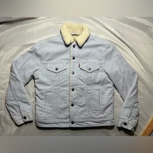Levi’s Ex Boyfriend Jacket Sherpa Lined Corduroy Baby Blue XS Pastel Blue